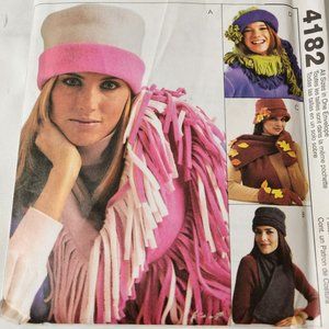 McCalls 4182, Fashion Accessories, Fleece Hats, Easy Scarf, Mittens, Gloves, Sew